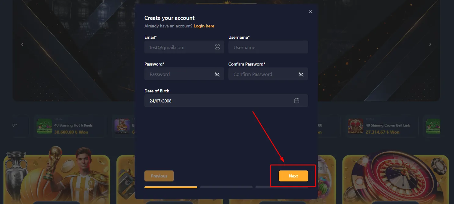 Passo 5: confirmar cadastro via e-mail ou SMS